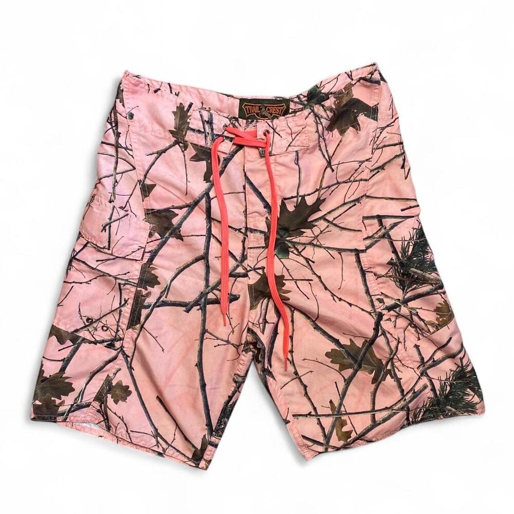 men's Pink camo swim trunks